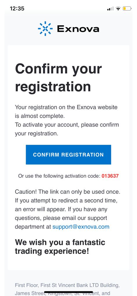 Exnova - Confirm your EMail